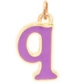 Ciondolo lettera Q in smalto viola con bordo in acciaio placcato oro 18K - Lettera Q