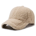 Beige lamb wool baseball cap with thick warm fleece texture for autumn and winter - Adjustable / Light Beige