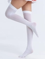 Close-up of semi-transparent white over-knee high socks with wide anti-slip cuffs - White / Calf Socks