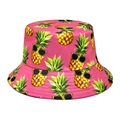 Roze vissershoed met creatieve ananasprint voor zomerse zonbescherming buiten - M (56-58cm) / Roze Ananasprint