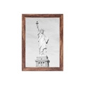 Vertical brown wood grain photo frame featuring Statue of Liberty monochrome art print - Walnut / 3.5 X 5 Inches (8.9 X 12.7 Cm)