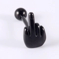 Unique black stainless steel tongue ring featuring a bold middle finger hand gesture design - 1.6mm / Middle Finger-Black