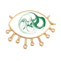 Gold plated evil eye charm with green sand enamel and sparkling zircon accents - Green Texture Eye M9168641-Green