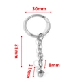 Porte-clés 30mm en acier inoxydable argenté avec fermoir mousqueton et chaîne - Anneau Rond 30mm + Chaîne Torsadée + Fermoir Mousqueton