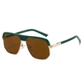 Occhiali da sole aviator verde scuro e oro con lenti marroni e doppio ponte in metallo - Occhiali da sole / Montatura Verde Lenti Tè