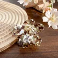 Elegant flower hair claw clip with vintage tortoiseshell texture in amber and brown - 7cm / Army Green Camouflage