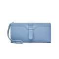 Portafoglio lungo da donna pochette casual con laccetto da polso e tasche azzurro. - Azzurro