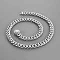 Collier gourmette 10mm en acier inoxydable poli argenté avec fermoir sécurisé - Argent (Fermoir Lisse)