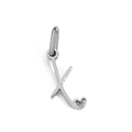 Polished silver stainless steel letter K pendant with heart cutout and link ring - Letter X / Silver