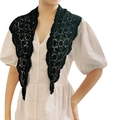 Forest style black handmade crochet lace scarf shawl with floral embroidery patterns - 3018 Handmade Fake Collar Style / Black