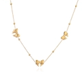 Elegante goldene Halskette mit drei Schleifenanhängern und kleinen Perlen-Details - Gold