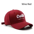 Vintage wine red baseball cap with white Create New Life letter embroidery detail - Adjustable / Red