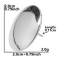 Polished stainless steel oval stud earring detail showing 2.0cm size and post dimensions - Oval Mirror Surface-Silver