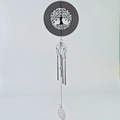 15cm roestvrijstalen windgong met zwart levensboomontwerp en zilverkleurige buisjes - 315 Lager Levensboom (Metalen Buis Windgong)
