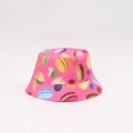 Pink reversible bucket hat with colorful macaron and fruit print for children - One Size / Rose Red
