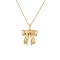 Polished gold bow pendant necklace with a delicate chain for a sweet minimalist look - Style A-Mirror Bowknot / Gold