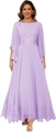 Elegant lavender chiffon formal dress with lace appliques and butterfly sleeves for women - Light Purple / US size 2 (S)