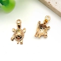 Zwei KC-Gold-Schildkrötenanhänger mit Panzerdetails und hohler Gitterrückseite - Ozean Großkopf-Schildkröte (12x22mm)