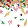 Paillettes glitterate colorate con ABC, 123 e stelle per decorazioni scolastiche - Serie Rientro a Scuola Glitterata Colorata