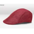 Casquette plate bordeaux respirante pour homme en lin pour protection solaire - Casquette Plate en Lin - Rouge