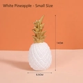 Modern small white pineapple decor with gold leaves, 14cm resin statue ornament - Small / White