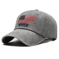 Vintage washed grey baseball cap with embroidered USA flag for a casual street style look - Adjustable / Gray