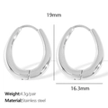 Sleek silver stainless steel wavy hoop earrings with 19mm x 16.3mm dimensions - EH828 Oval / Silver