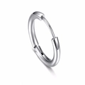 Polished silver stainless steel huggie hoop earrings with minimalist hinge design - 12MM Silver Hoop