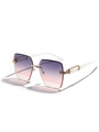 Frameless square sunglasses with gold metal frame and purple gradient lenses - Purple Pink