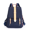 Sac à dos bleu marine en tissu Oxford pour femmes avec sangles beiges et détails dorés - Bleu Marine