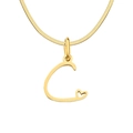 Gold stainless steel snake chain necklace with letter C and heart detail pendant - Letter C / Gold