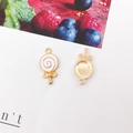 Pink and white spiral lollipop pendant in gold finish for DIY earring jewelry making - Round Lollipop (9.6x18.4mm)