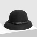 Elegante cappello a cloche francese in seta e lino nero con dettaglio fiocco sottile - Taglia Unica Regolabile / Nero