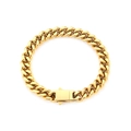 Poliertes goldenes Edelstahl-Panzerarmband mit sicherem Seitenverschluss - Armband / Gold