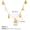 18K gold plated necklace with ocean charms like sun pearl and starfish variant - Letter M (XL206)
