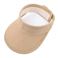 Chic khaki straw sun visor hat for women featuring a foldable wide brim and velcro strap - Natural Wood Color