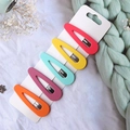 Set of 5 candy-colored matte teardrop BB hair clips for girls in vibrant pastel shades - Large Macaron Matte Hair Clips 5Pcs Set (B1)