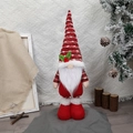 Gnomo di Natale a maglia con cappello a righe rosse e agrifoglio per decorazioni - Gnomo Telescopico Rosso