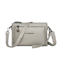Mini sac bandoulière minimaliste en similicuir beige avec poches multiples pour femme - Gris clair