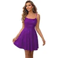 Sparkly purple sequin mini dress with spaghetti straps for elegant evening parties - US 2 / Bottoms / Purple