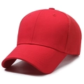 Red breathable mesh trucker baseball cap with classic six-panel structure for outdoors - Red