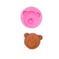 Pink bear head silicone mold with brown chocolate bear sample on white background - 2# Detailed Bear Head
