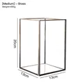 Modern medium brass finish rectangular metal frame display stand with glass base - Medium / Old Brass Color