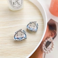 Cute blue cartoon monster acrylic hair clips in 2-piece set on a wooden tray - Manta Ray (Pair)