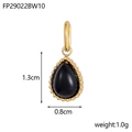 Teardrop black stone pendant with gold steel frame for DIY necklaces and earrings - Black - Water Drop Pendant