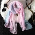 Lightweight gradient chiffon scarf in soft pink-purple to grey-blue tones - Pink Purple Grey Blue Gradient