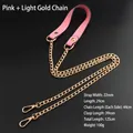 Pink PU leather and light gold chain strap with lobster clasps for crossbody bags - Pink Leather with Light Gold Chain