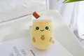 Pluche bubble tea-sleutelhanger met gele ananas borduursels en lachend gezicht - Gele Ananas