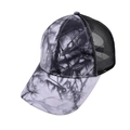 Detail of tie-dye mesh baseball cap with breathable black net and adjustable back - Tie-dye Black Grey