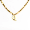 Minimalist 18K gold plated stainless steel necklace featuring a bold uppercase Q pendant - Letter Q / Gold